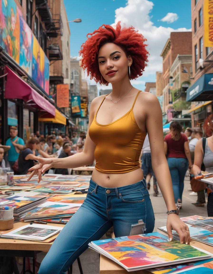 A vibrant cityscape filled with comic book characters representing the LGBTQ+ community, showcasing diverse styles and expressions. Include a creative workshop setting where artists collaborate, surrounded by colorful art supplies and comic panels. The scene should radiate a sense of inclusivity and creativity, emphasizing the spirit of empowerment among creatives. Bright colors and dynamic poses to highlight the energy and passion of the adult comics industry. super-realistic. vibrant colors. 3D.